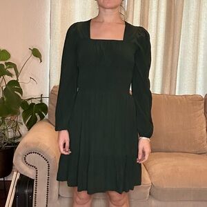 Elegant Green Long Sleeve Dress